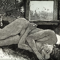 Etching Female Reclining